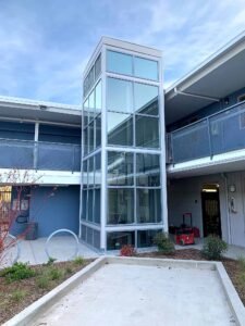 Glass elevator for a hotel project.