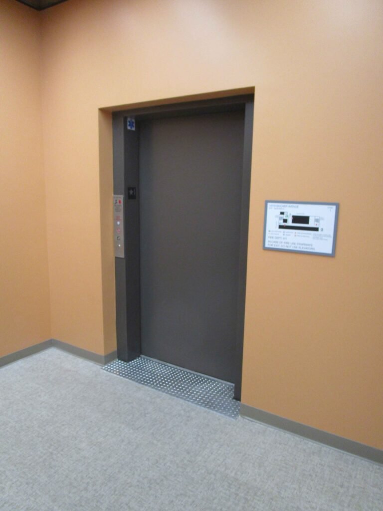 Modular elevators inside a commercial property. 